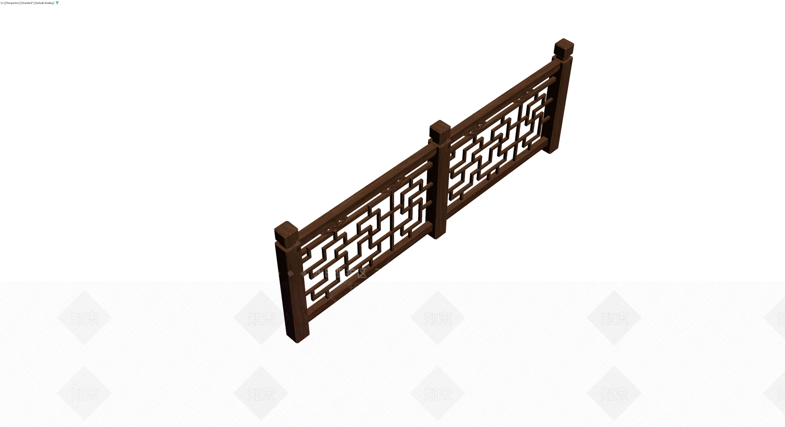 中式木质镂空栏杆3D模型下载【ID:1230360504】