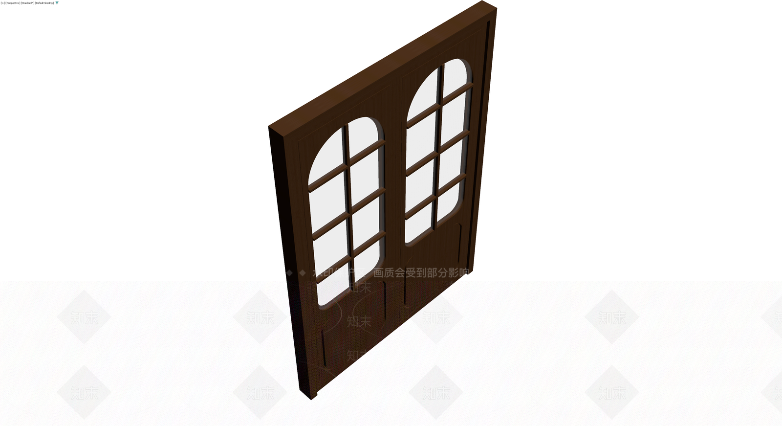 深棕色拱形玻璃双开门3D模型下载【ID:1229848202】