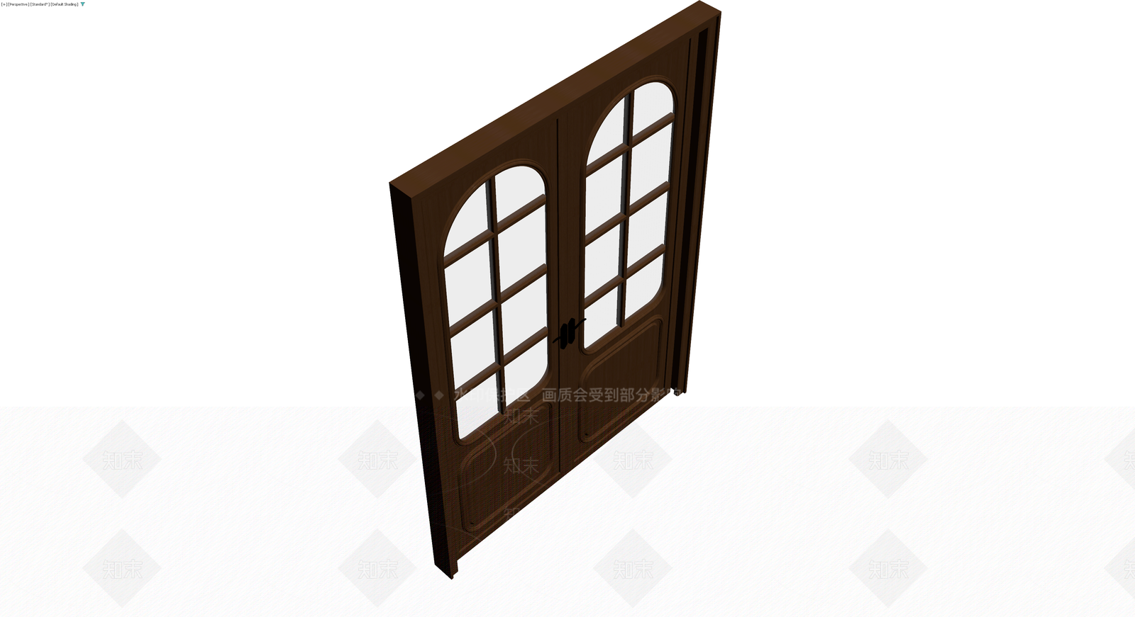 深棕色拱形玻璃双开门3D模型下载【ID:1229848202】