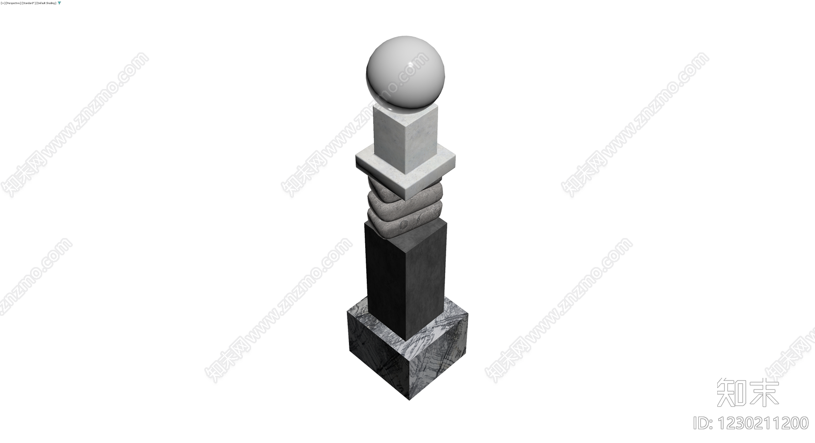 装饰性石质立柱雕塑3D模型下载【ID:1230211200】