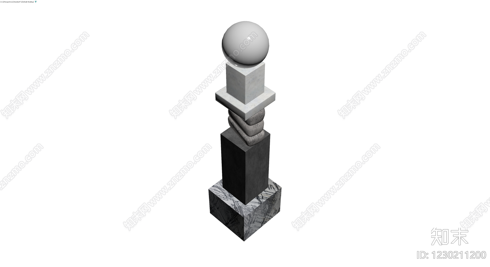 装饰性石质立柱雕塑3D模型下载【ID:1230211200】