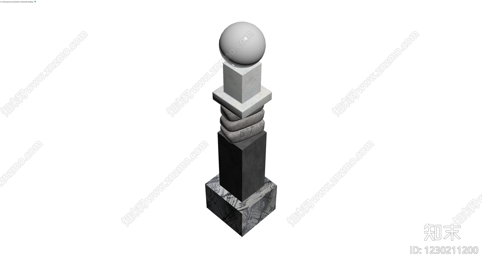 装饰性石质立柱雕塑3D模型下载【ID:1230211200】