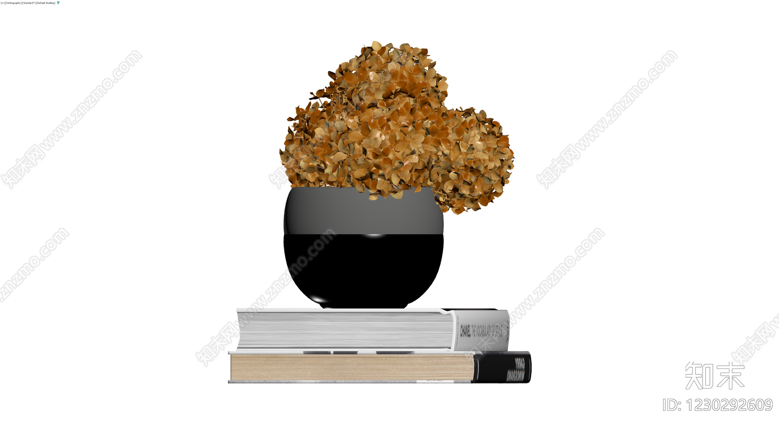 书本堆叠盆栽组合3D模型下载【ID:1230292609】