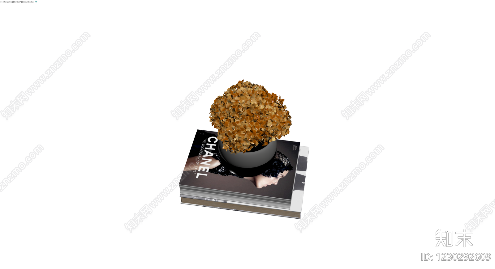 书本堆叠盆栽组合3D模型下载【ID:1230292609】