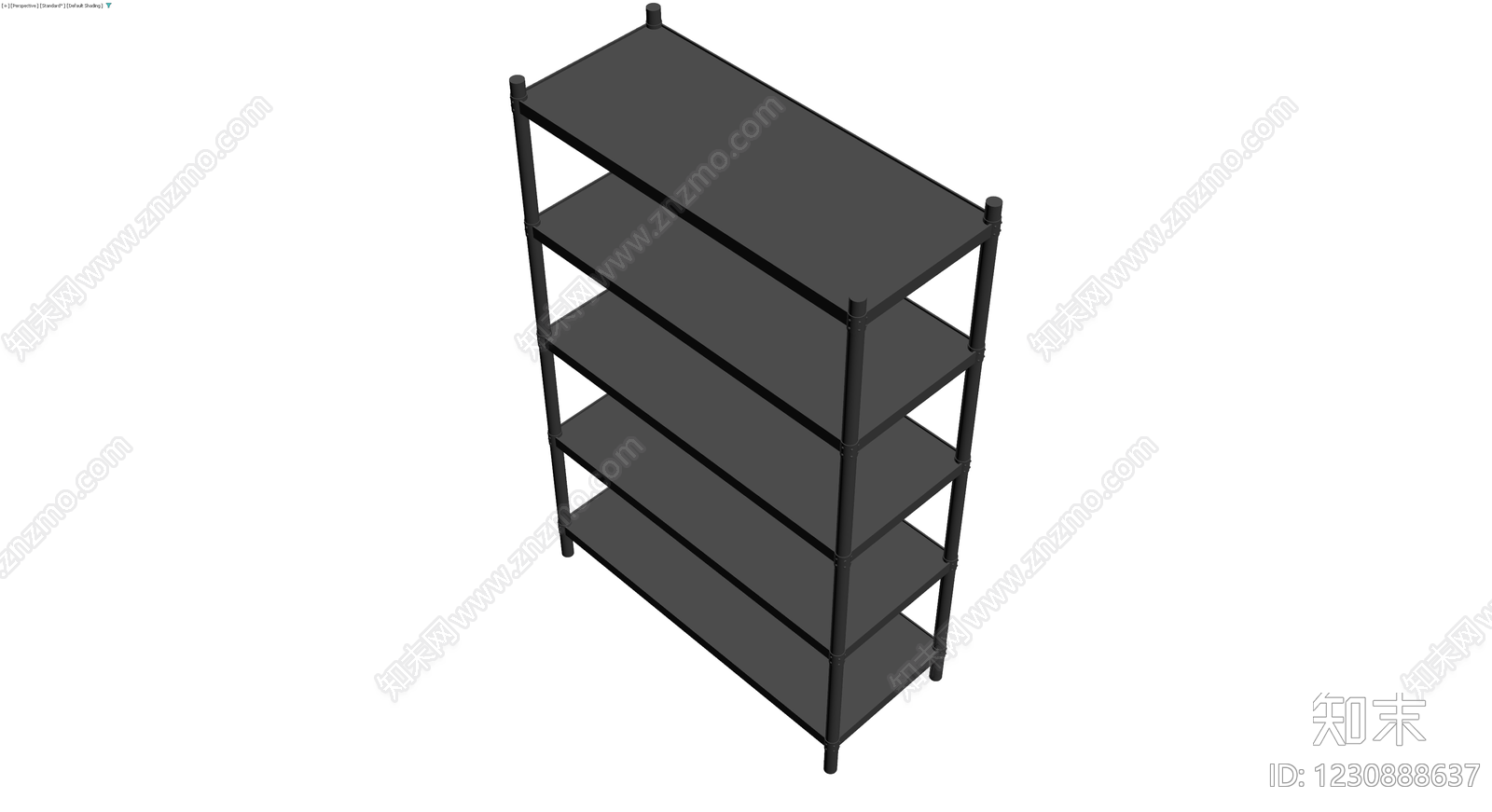黑色五层置物架3D模型下载【ID:1230888637】
