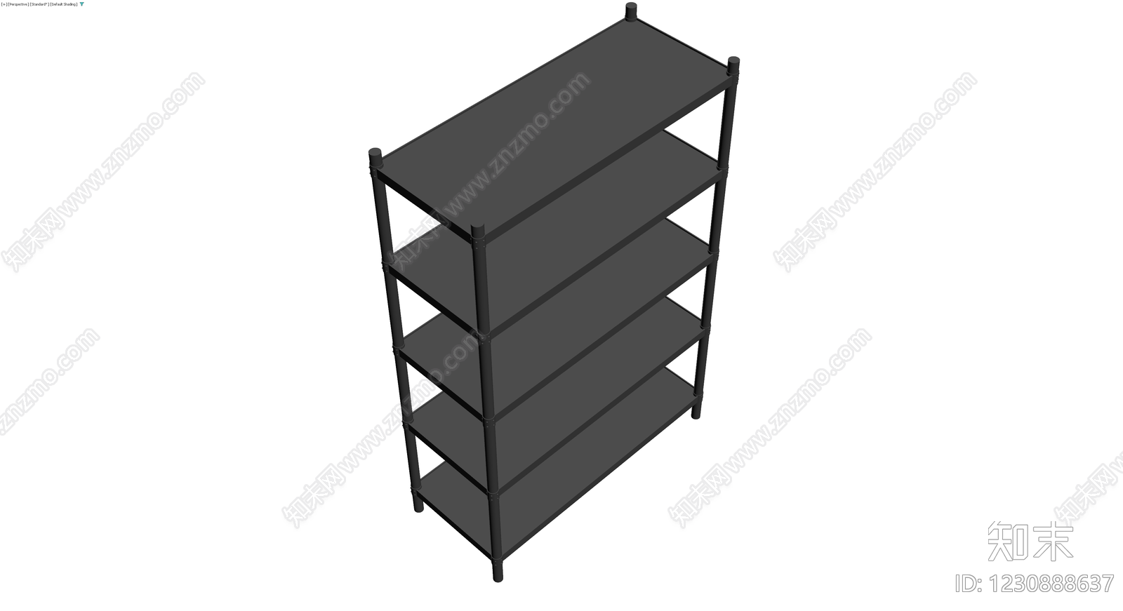 黑色五层置物架3D模型下载【ID:1230888637】