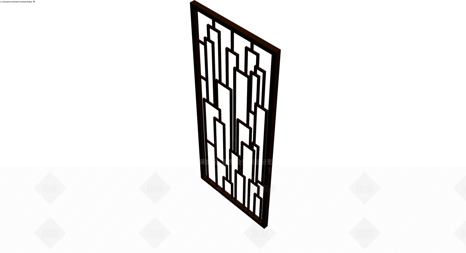 深褐色几何镂空隔断3D模型下载【ID:1230756196】
