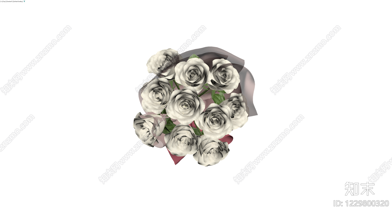 白玫瑰花束包装3D模型下载【ID:1229800320】