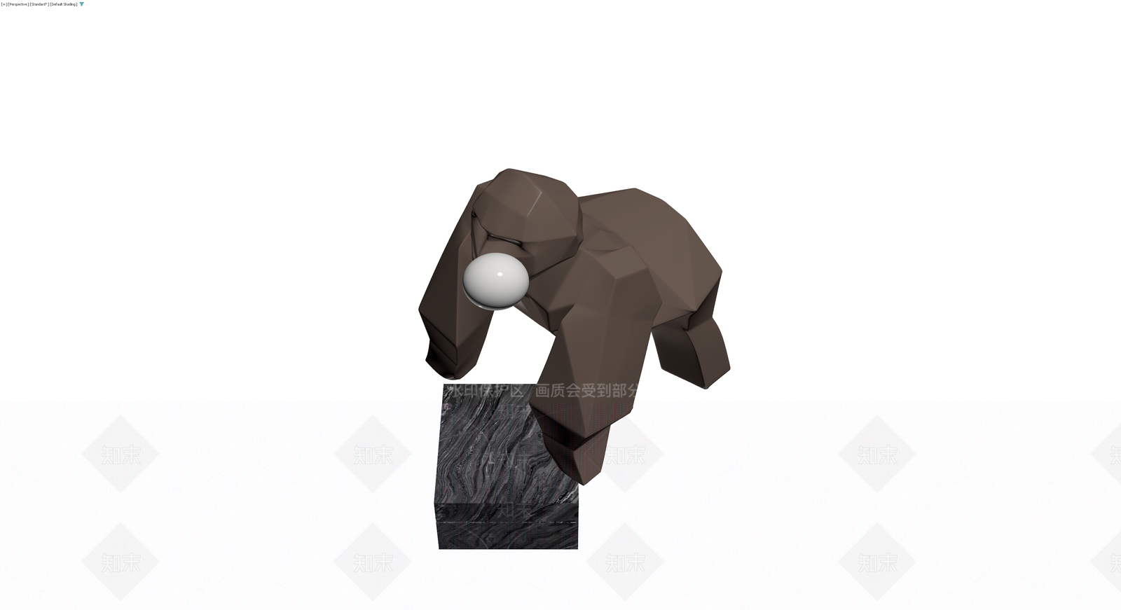 低多面体雕塑灰模3D模型下载【ID:1229671947】