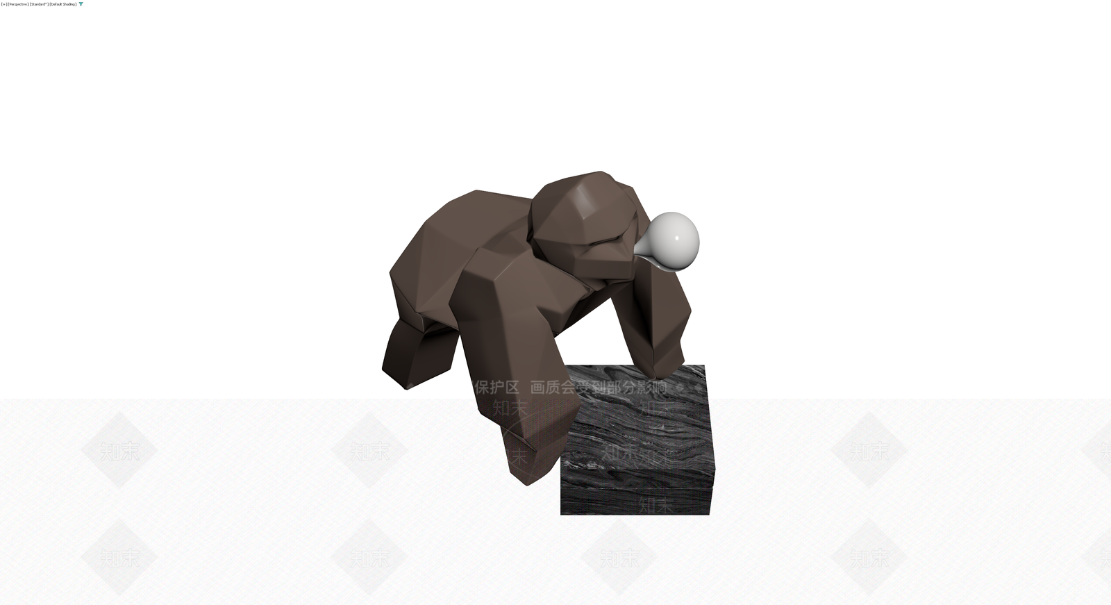 低多面体雕塑灰模3D模型下载【ID:1229671947】