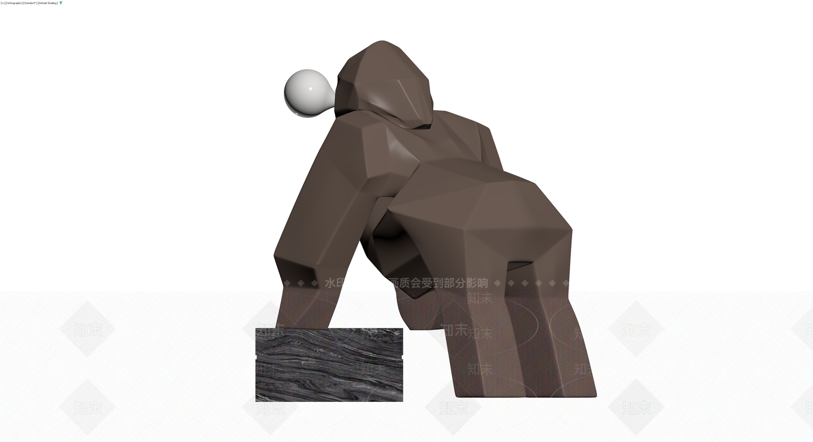 低多面体雕塑灰模3D模型下载【ID:1229671947】