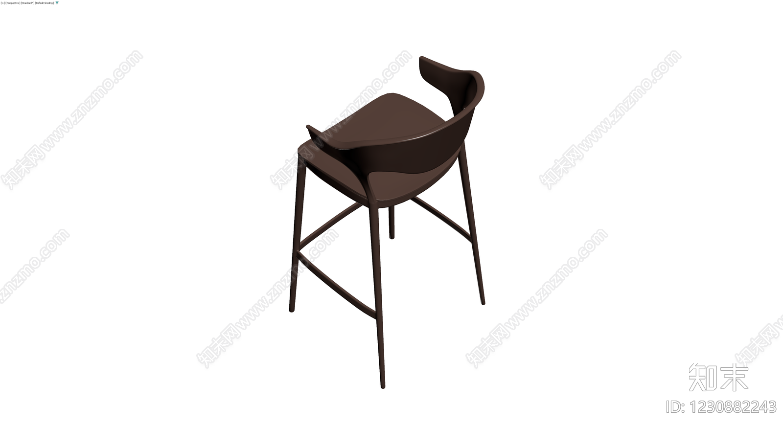 深棕色流线型高脚椅3D模型下载【ID:1230882243】