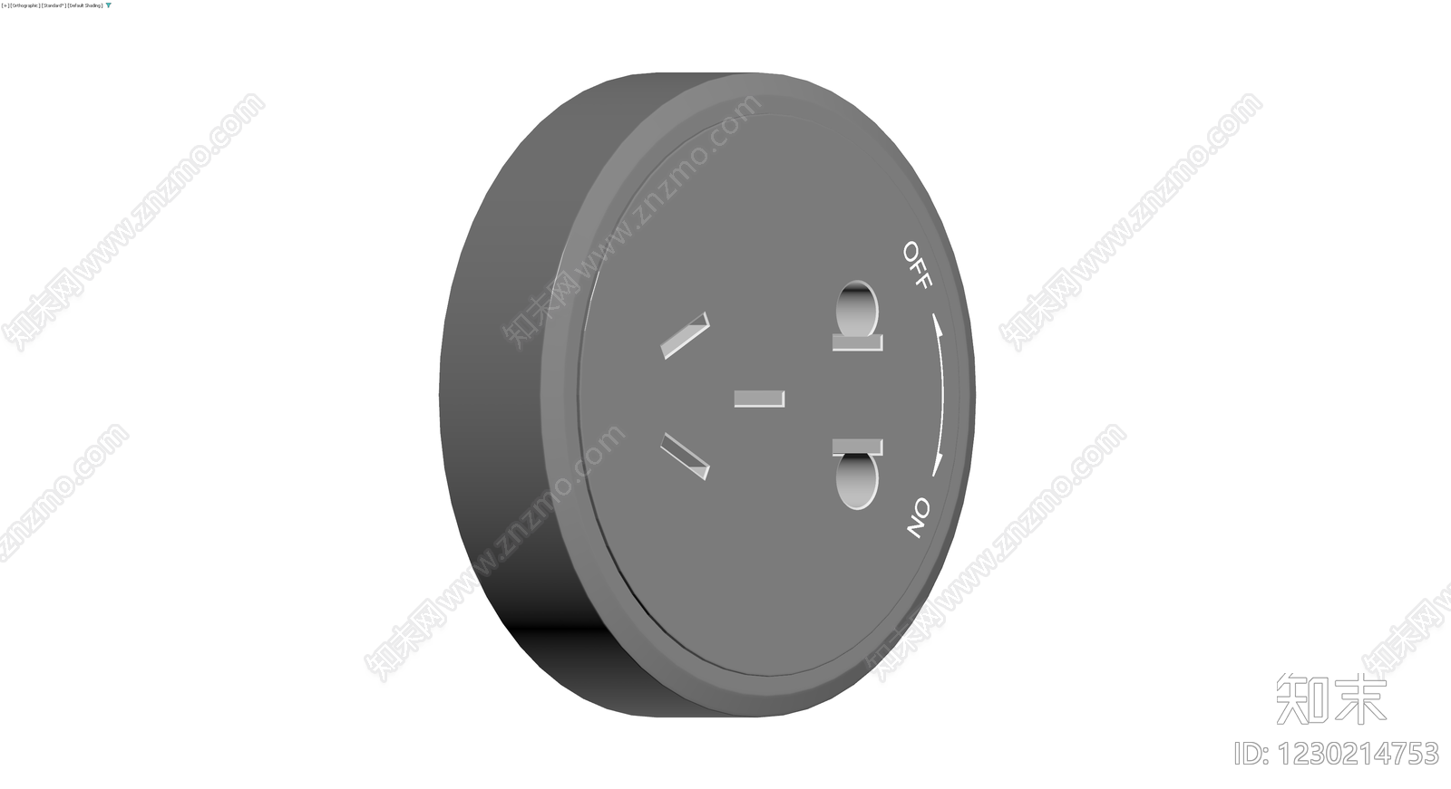 灰色旋转电源开关旋钮3D模型下载【ID:1230214753】