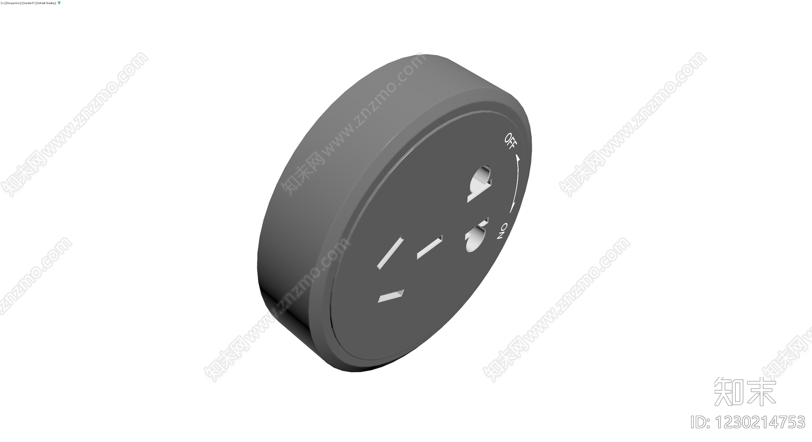 灰色旋转电源开关旋钮3D模型下载【ID:1230214753】