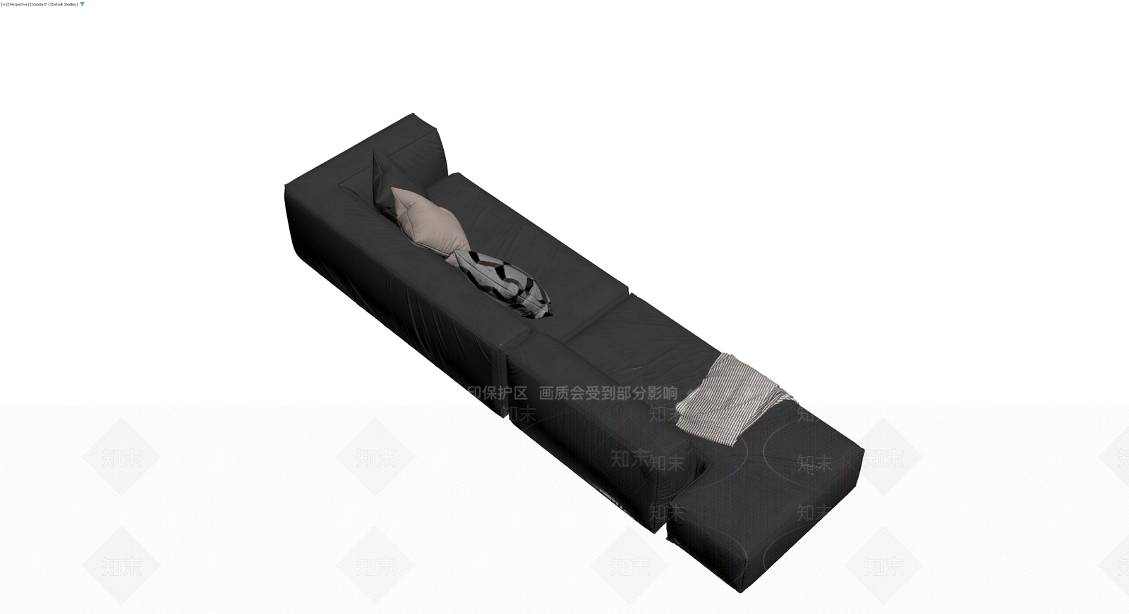 深灰布艺L型沙发组合3D模型下载【ID:1230089869】