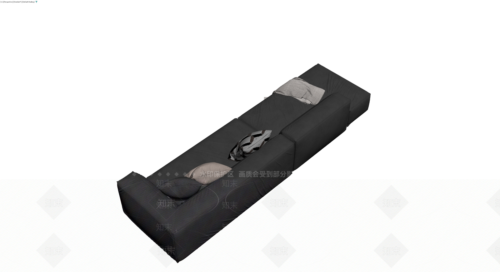 深灰布艺L型沙发组合3D模型下载【ID:1230089869】