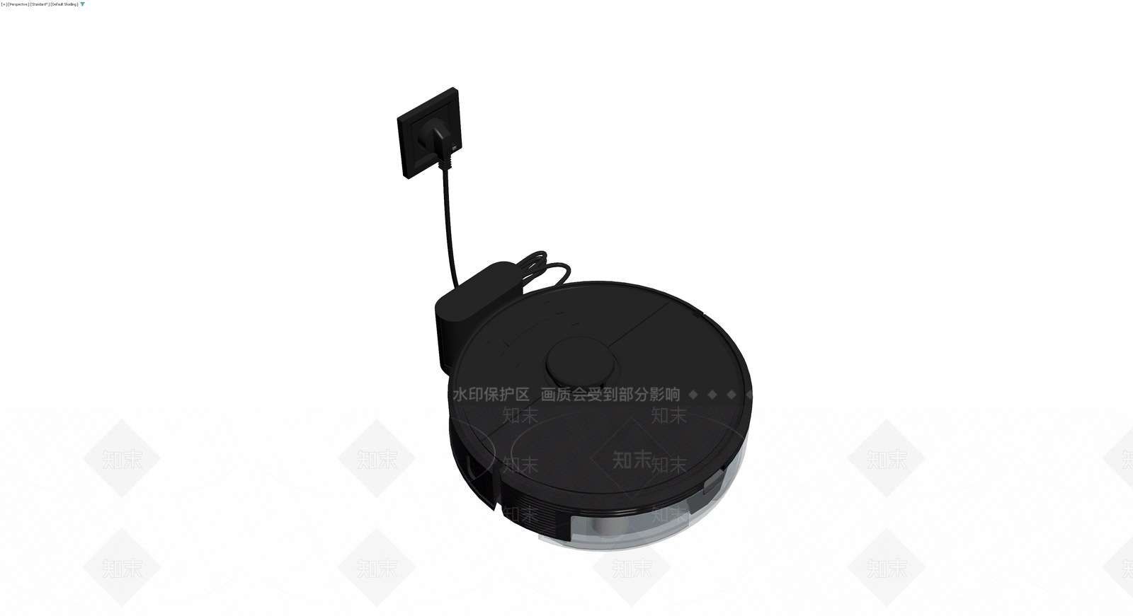 黑色扫地机器人带充电座3D模型下载【ID:1229902625】