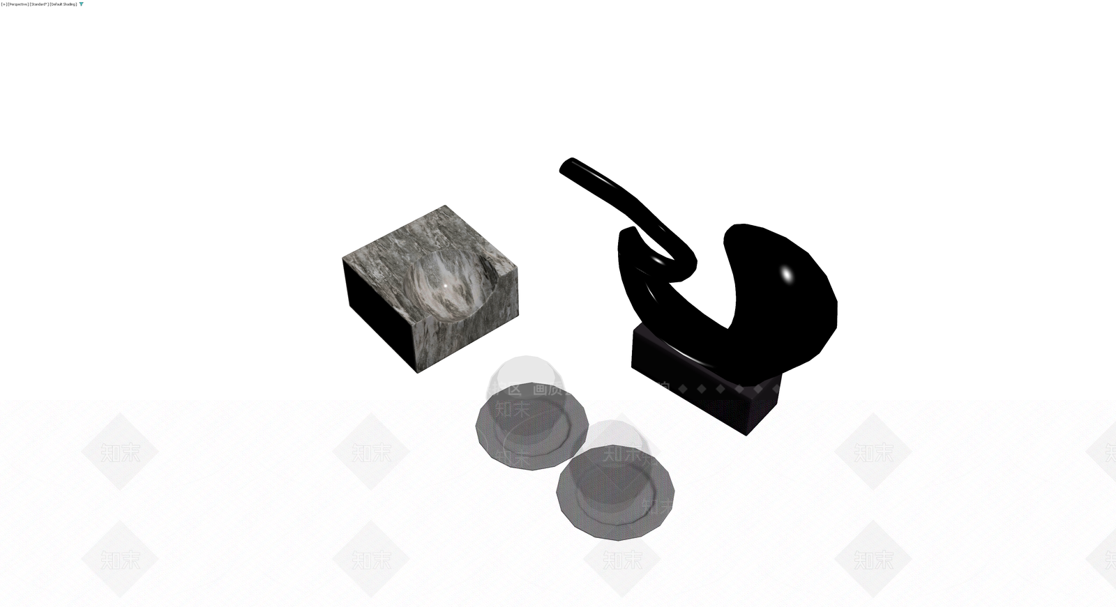黑色抽象雕塑摆件3D模型下载【ID:1230629322】