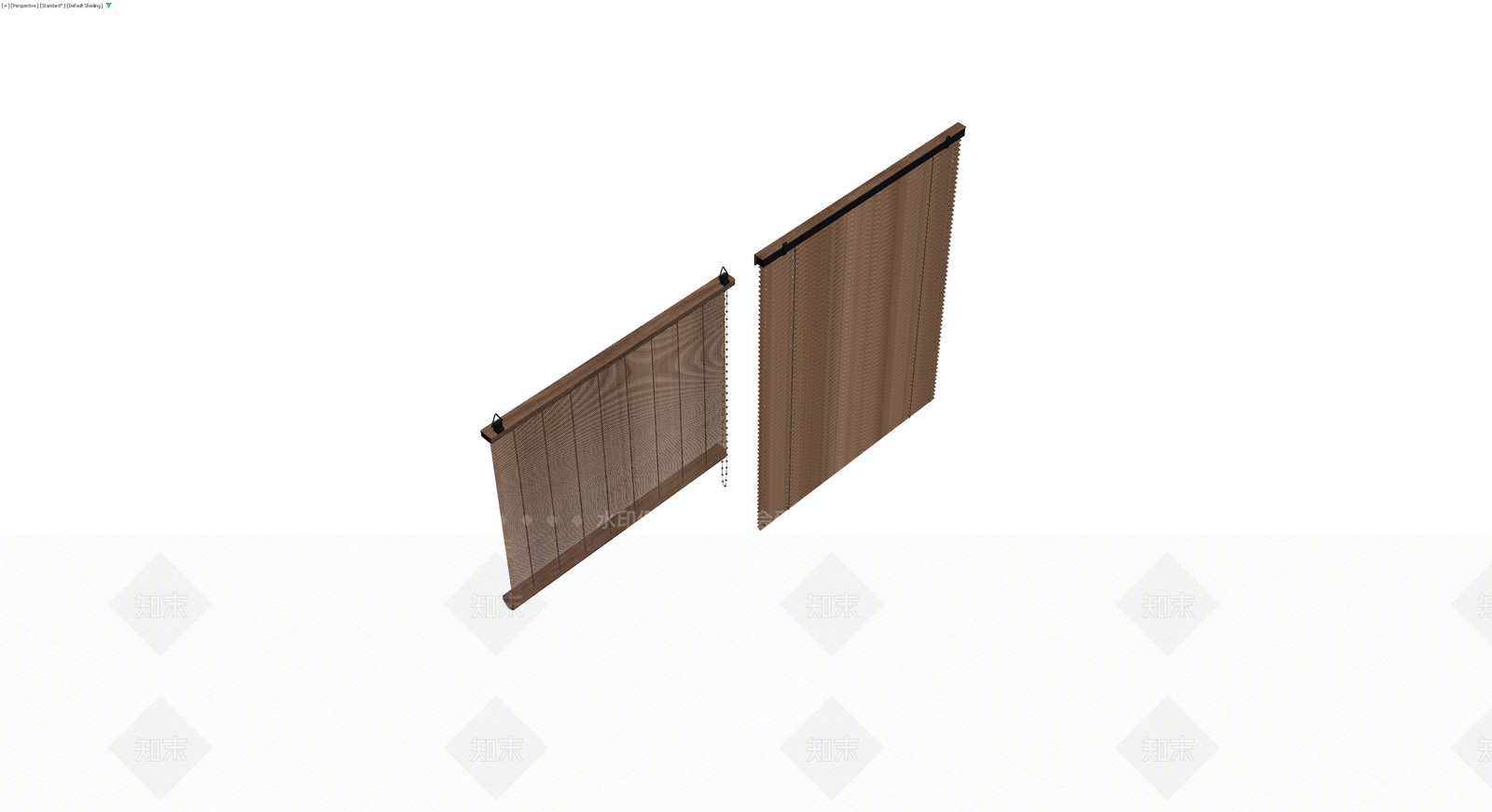 木质百叶窗与竹帘组合3D模型下载【ID:1230622763】