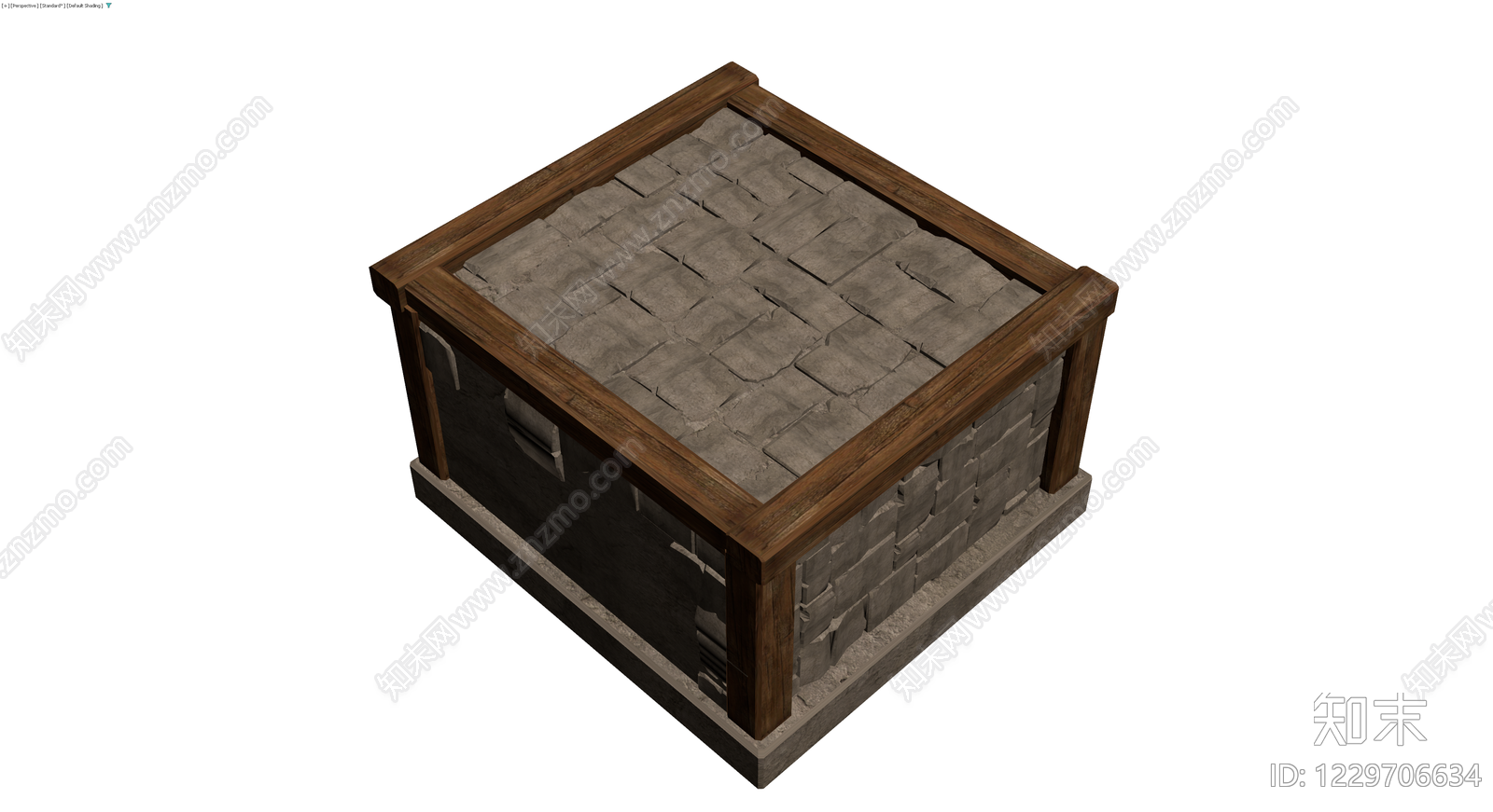 石砌木框景观台3D模型下载【ID:1229706634】