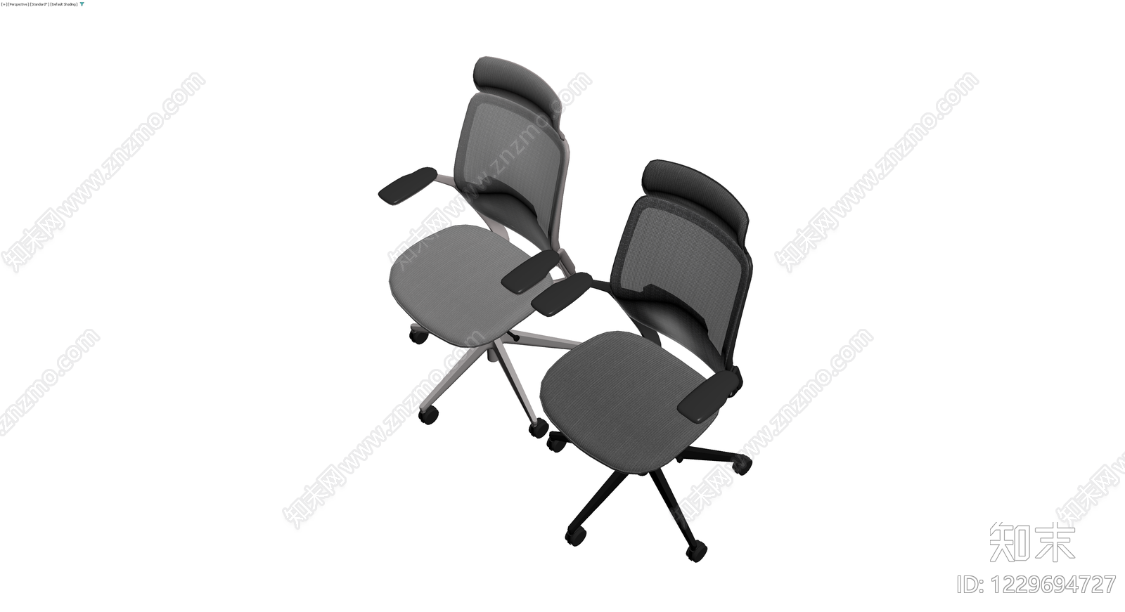 两把现代办公椅组合3D模型下载【ID:1229694727】