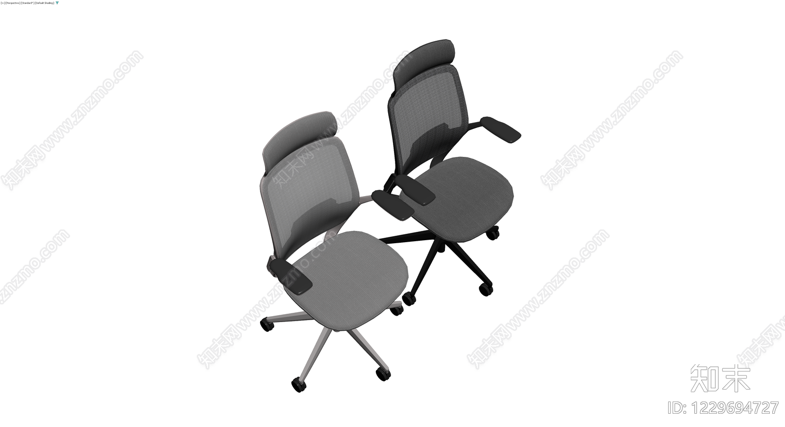 两把现代办公椅组合3D模型下载【ID:1229694727】
