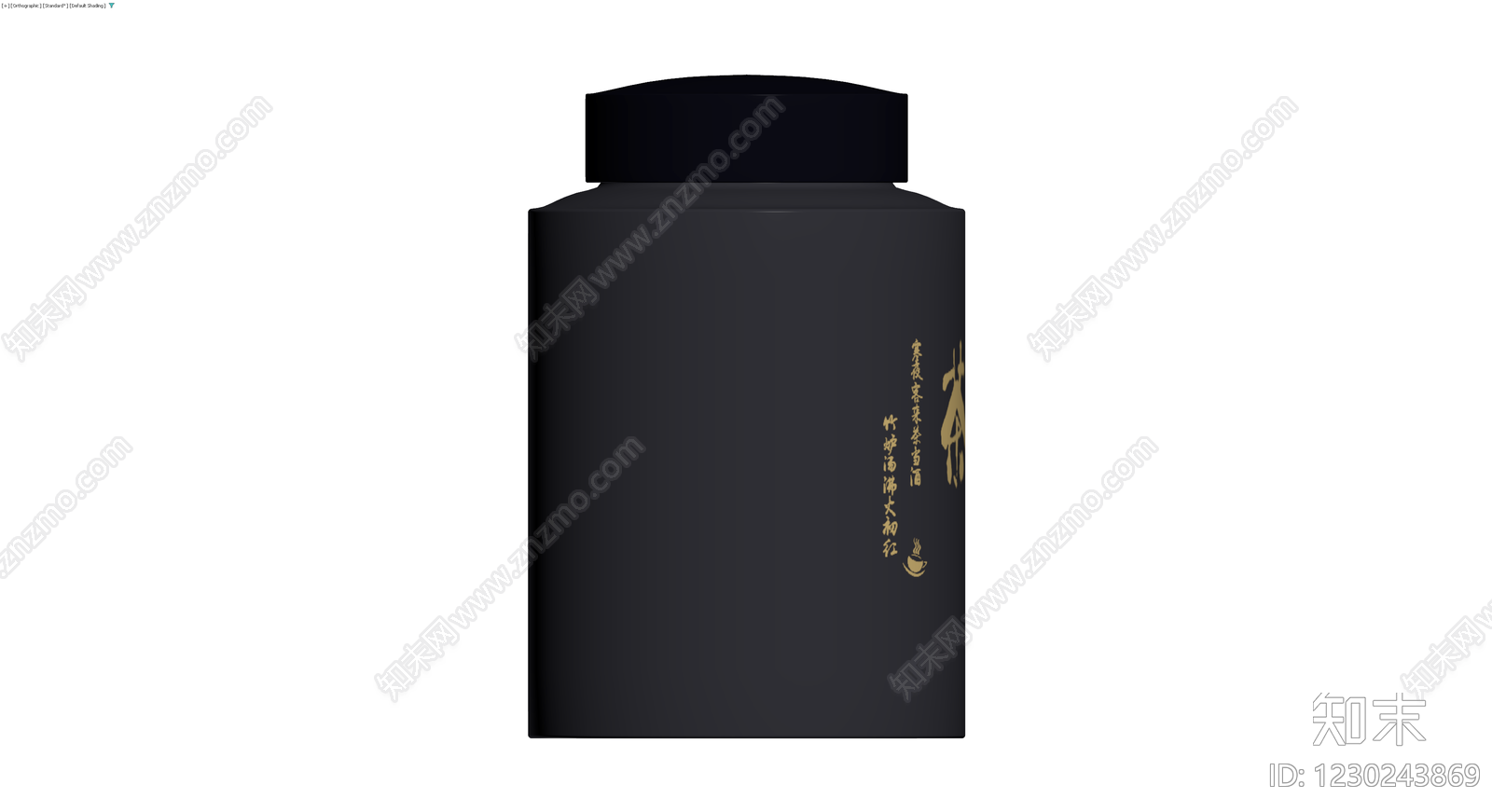 黑色圆柱茶叶罐3D模型下载【ID:1230243869】