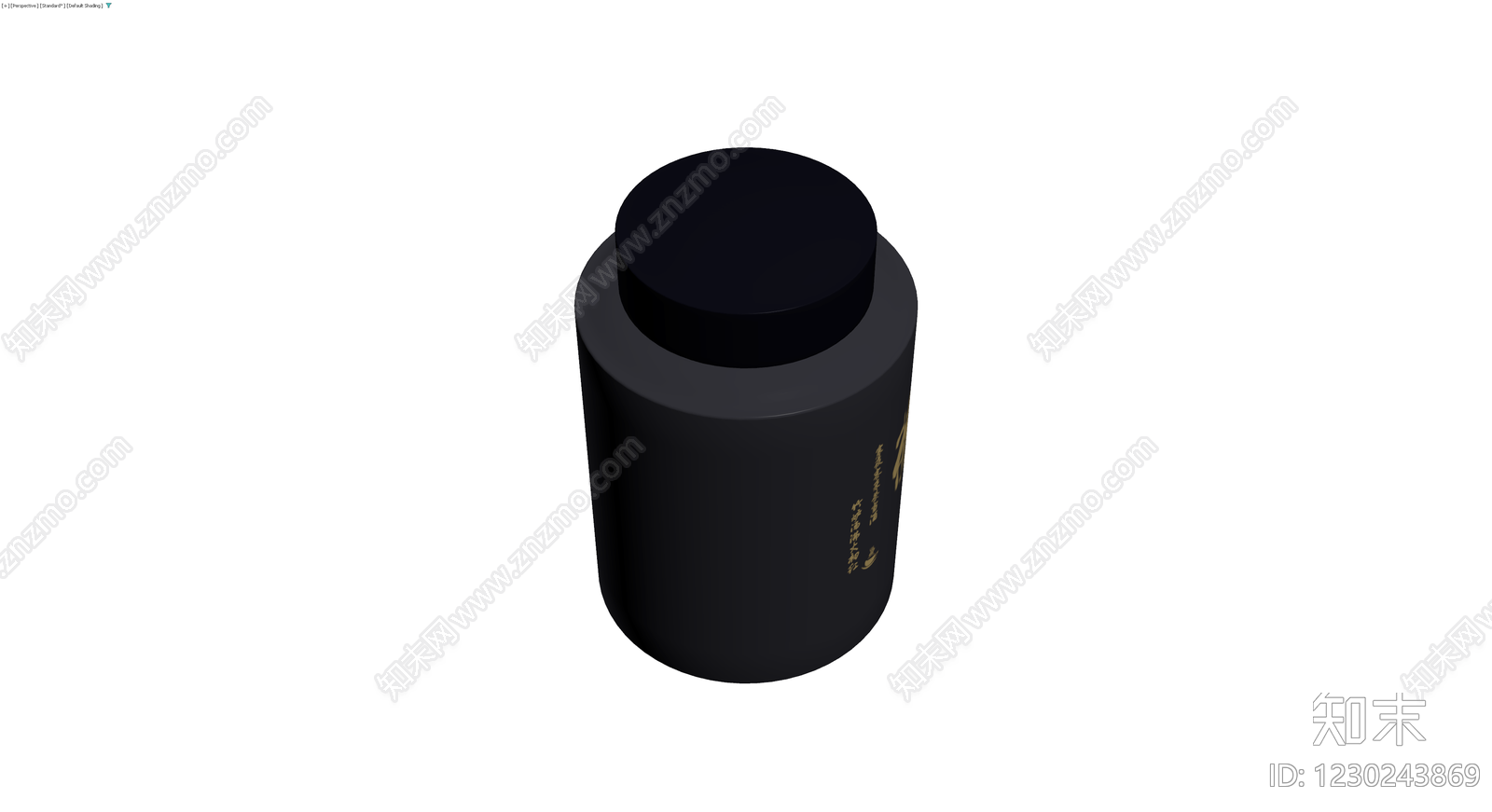 黑色圆柱茶叶罐3D模型下载【ID:1230243869】