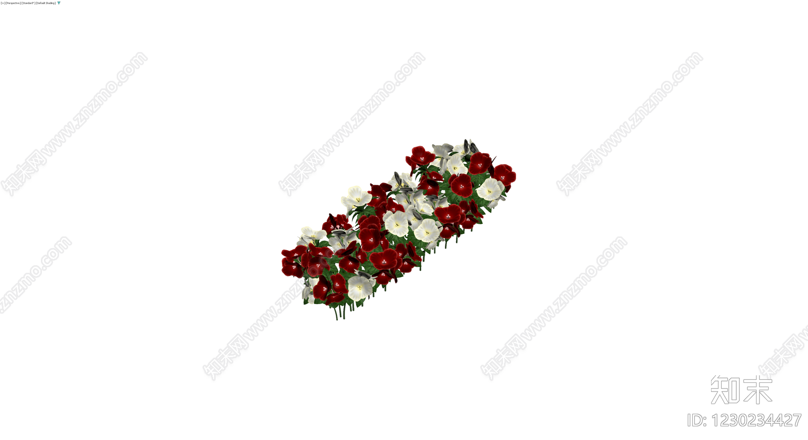 红白三色花丛组合3D模型下载【ID:1230234427】