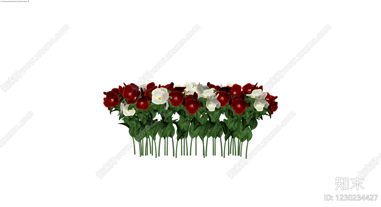红白三色花丛组合3D模型下载【ID:1230234427】