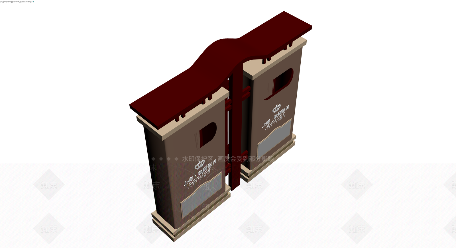 中式景观大门模型3D模型下载【ID:1230188707】