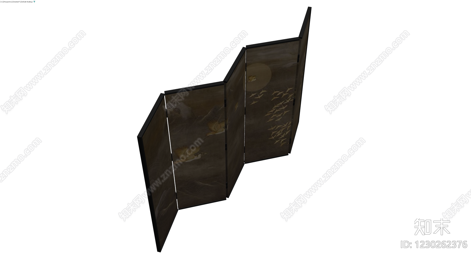 四折仙鹤屏风3D模型下载【ID:1230262376】