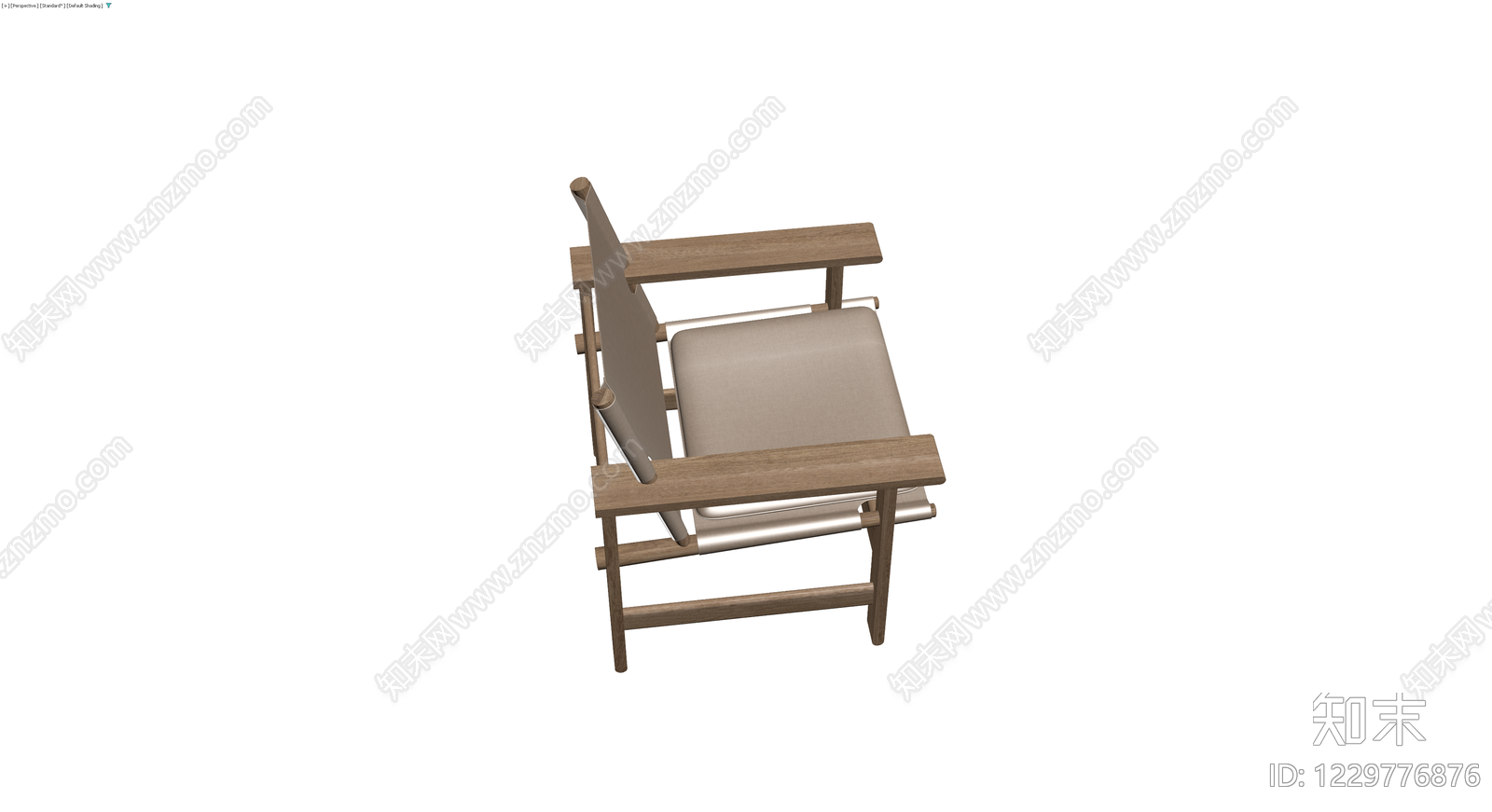 木质帆布扶手椅3D模型下载【ID:1229776876】