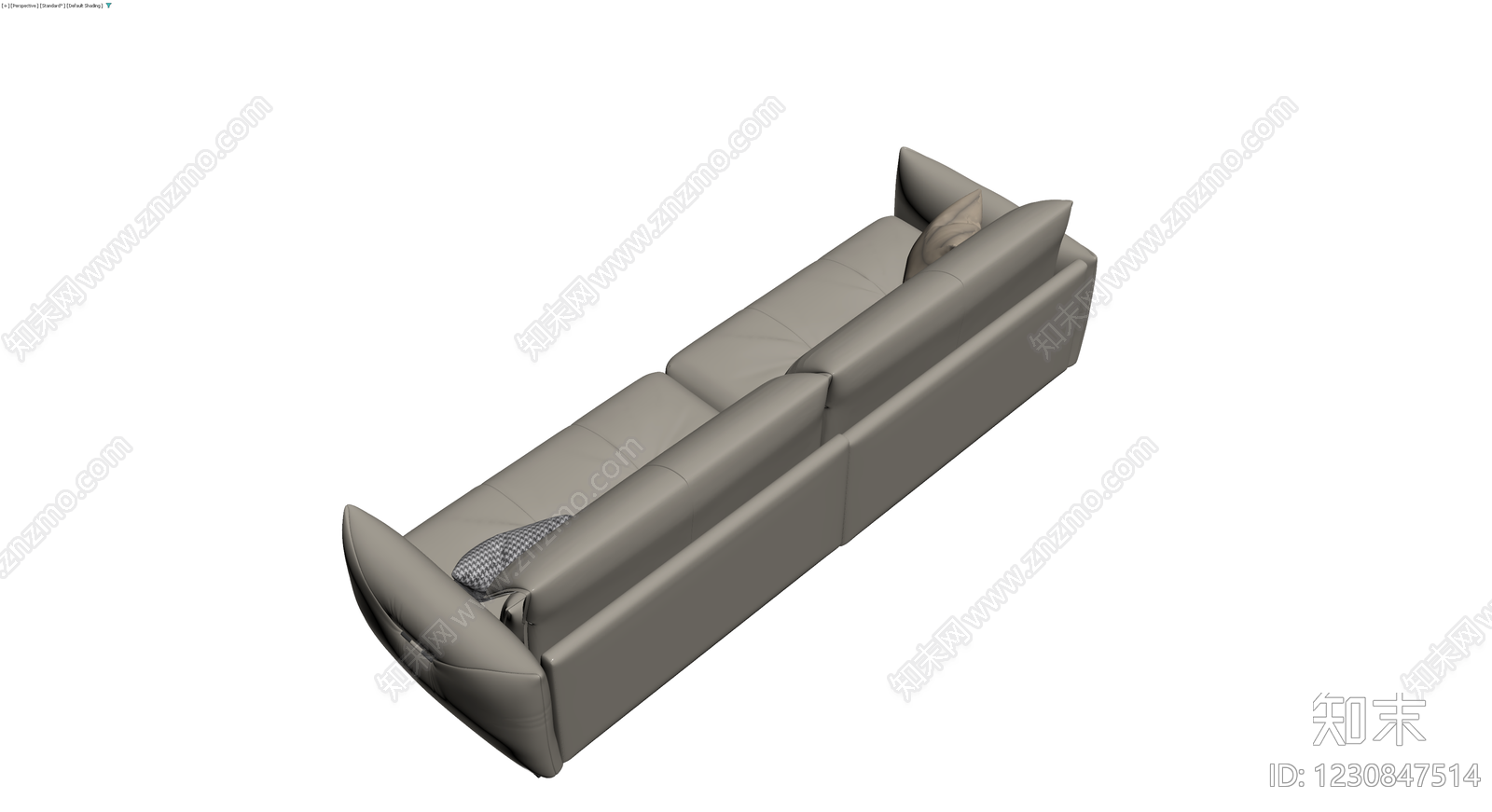 双人位灰色皮质沙发3D模型下载【ID:1230847514】