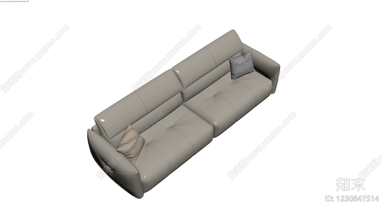 双人位灰色皮质沙发3D模型下载【ID:1230847514】
