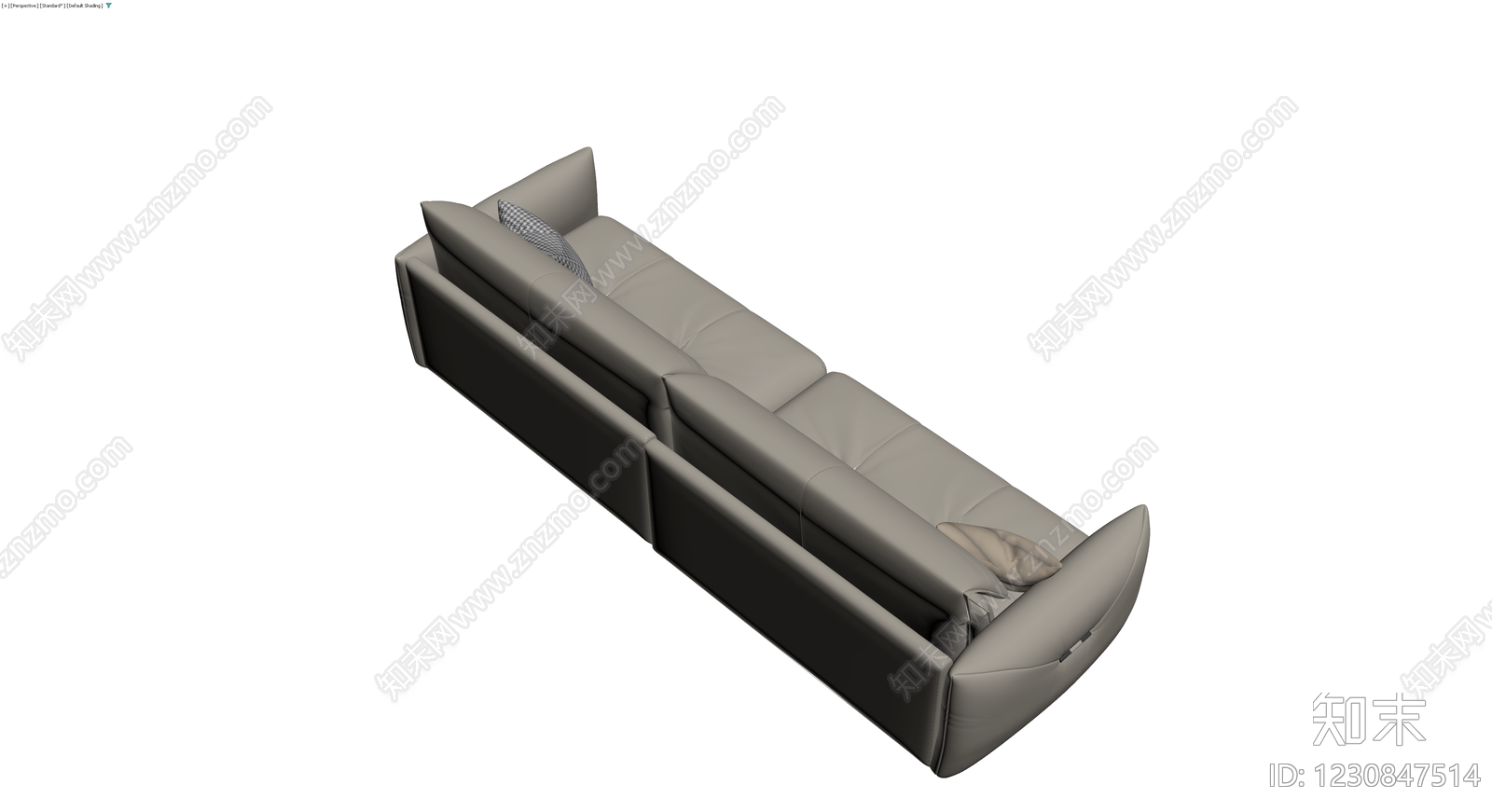 双人位灰色皮质沙发3D模型下载【ID:1230847514】