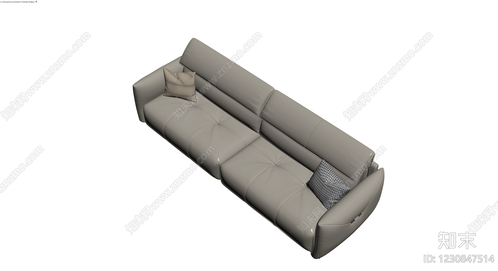 双人位灰色皮质沙发3D模型下载【ID:1230847514】