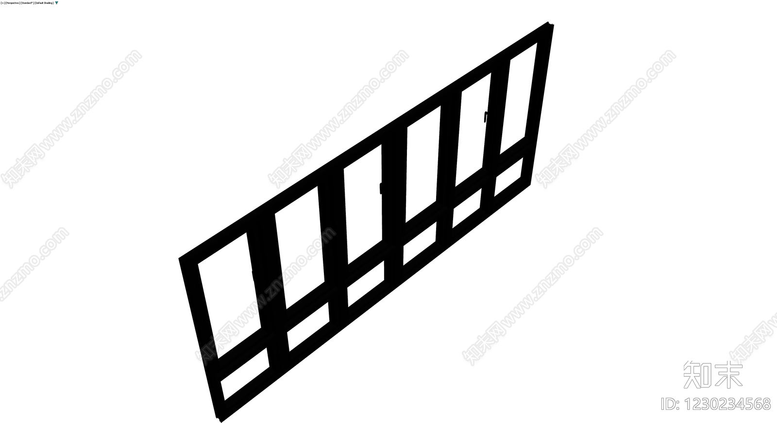 黑色多扇折叠门/窗3D模型下载【ID:1230234568】