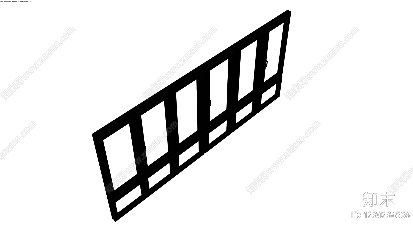黑色多扇折叠门/窗3D模型下载【ID:1230234568】