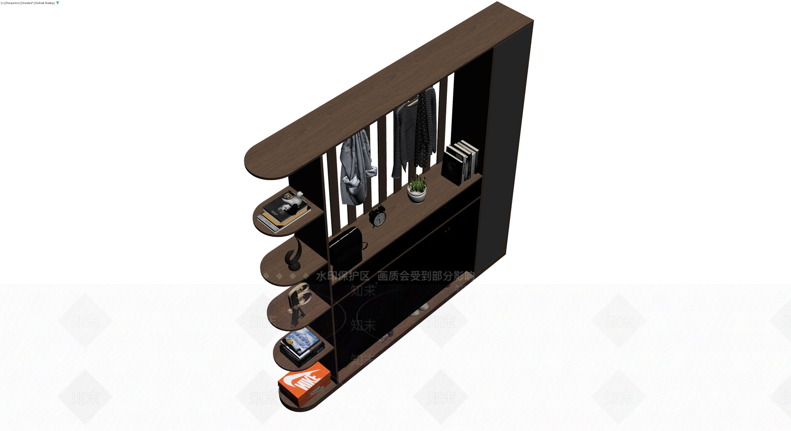 多功能木质玄关隔断柜3D模型下载【ID:1229938980】