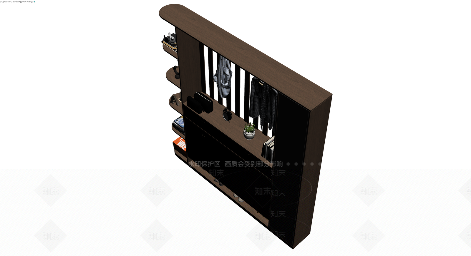 多功能木质玄关隔断柜3D模型下载【ID:1229938980】