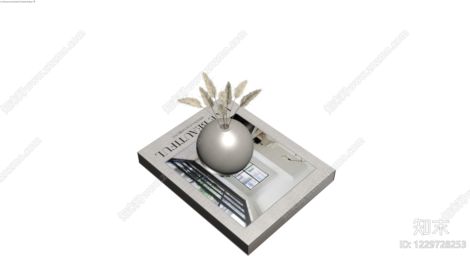 书籍与花瓶组合摆件3D模型下载【ID:1229728253】