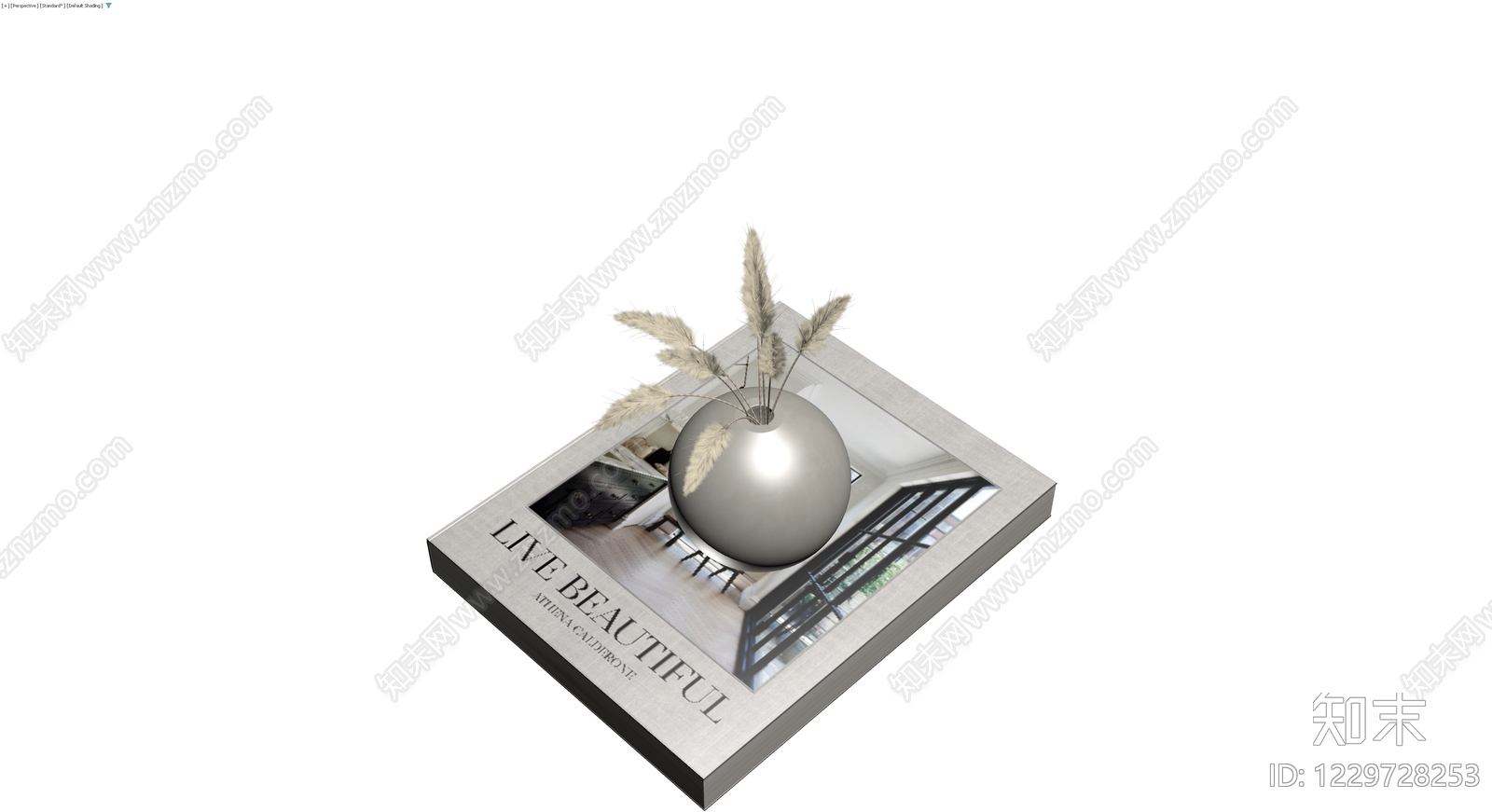 书籍与花瓶组合摆件3D模型下载【ID:1229728253】