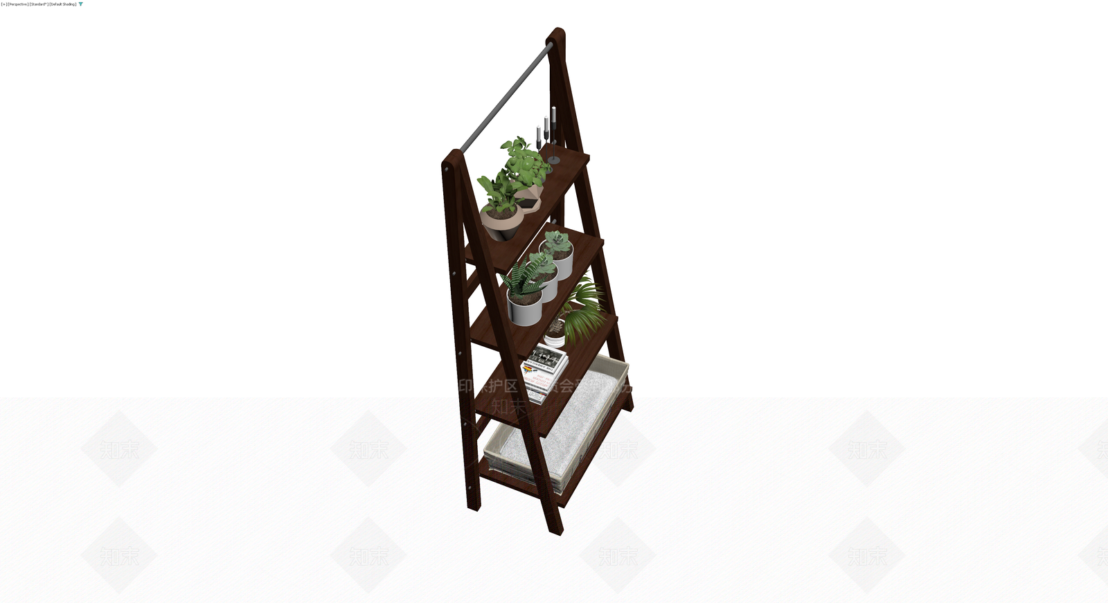 深色木质梯形置物架3D模型下载【ID:1230683945】