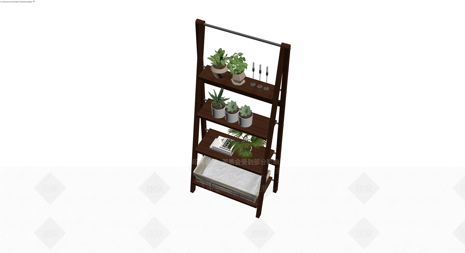 深色木质梯形置物架3D模型下载【ID:1230683945】