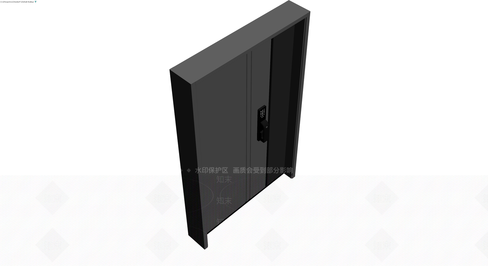黑色双开入户门3D模型下载【ID:1230659443】