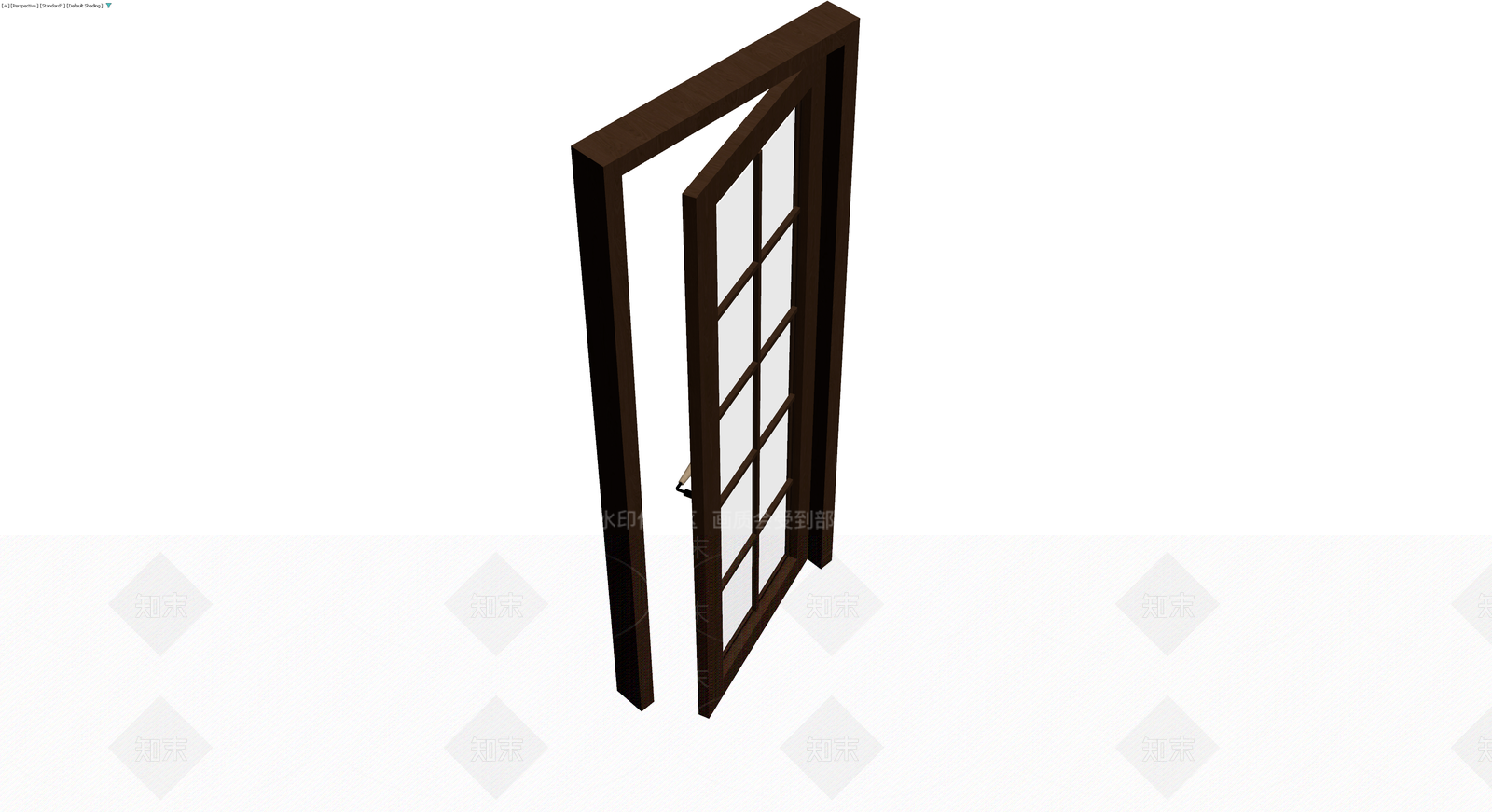 深色木质玻璃格门3D模型下载【ID:1230658925】