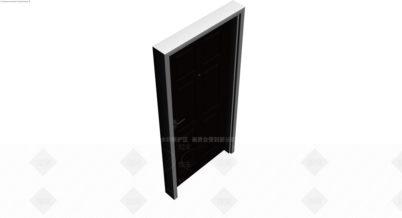 黑色六板门带门框3D模型下载【ID:1230386131】