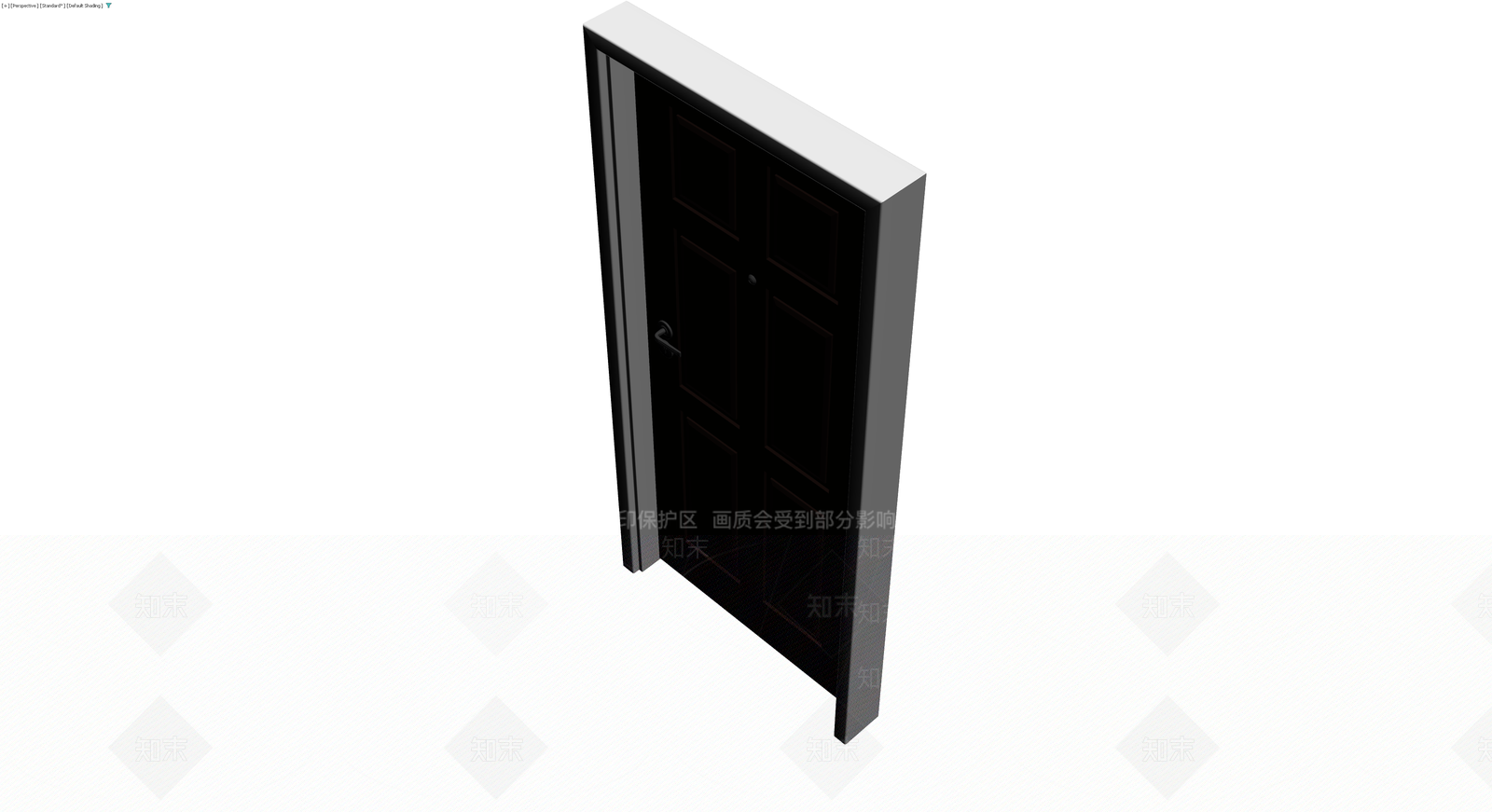 黑色六板门带门框3D模型下载【ID:1230386131】