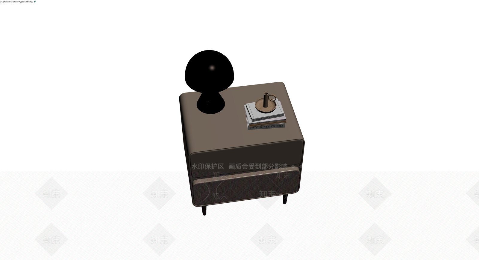 床头柜配台灯书籍摆件3D模型下载【ID:1229851988】